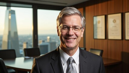 Fototapeta premium Smiling Mature Bank Manager Portrait