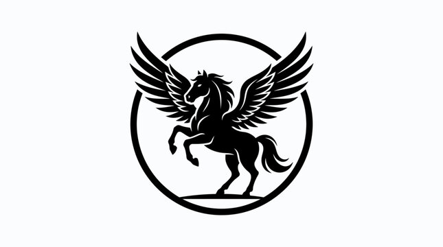 Black Pegasus Horse Logo Design.