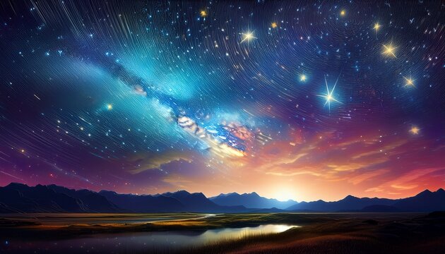 beautiful night sky with the north star shining brightly over a peaceful landscape night stars north star