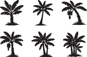 Fototapeta premium Banana Palm Tree Silhouette Vector