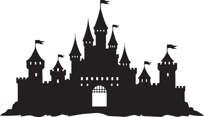 Medieval castle silhouette vector © Abdul
