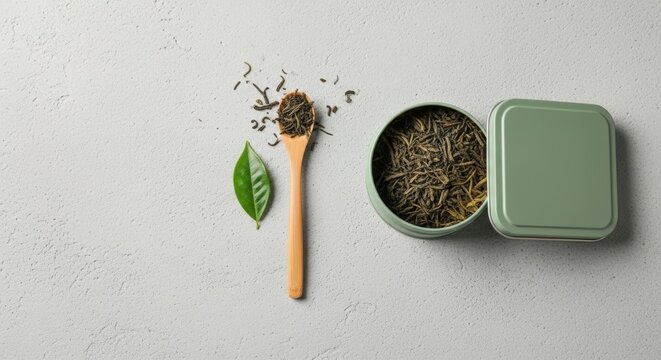 Herbal tea ingredients in container.
