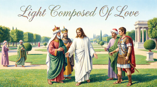 Herod returns Jesus Christ to Pilate in this dramatic biblical scene.