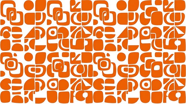 Retro orange and white geometric abstract seamless pattern