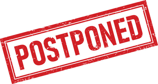 Distressed red rubber stamp design featuring the word postponed for urgent administrative and office business usage