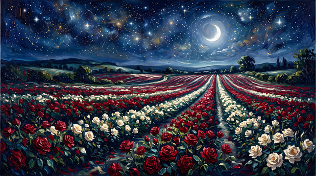 field of rose