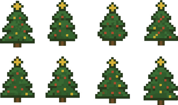 Arbol de navidad with pixel art, eps 10 illustration