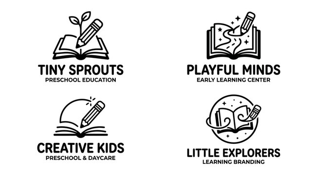 Preschool Education Logos and Labels.