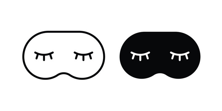 Eye mask icon in black and white, best for Business