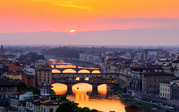 Sunset at Florence, Italy, Seen From Michangelo Point