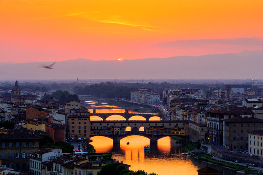 Sunset at Florence, Italy, Seen From Michangelo Point