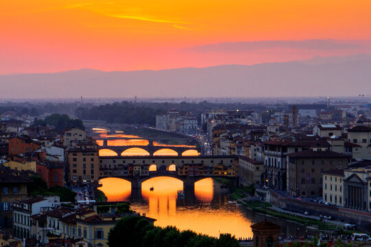 Sunset at Florence, Italy, Seen From Michangelo Point