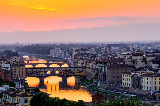 Sunset at Florence, Italy, Seen From Michangelo Point