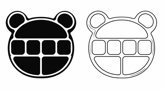 Bear-shaped divided plate for children dining, minimalist design