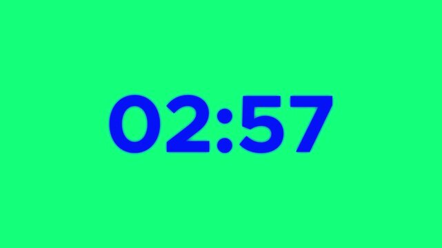 Countdown Timer Stock Video Footage, 3 minutes, alpha channel, digital style.4K VIDEO