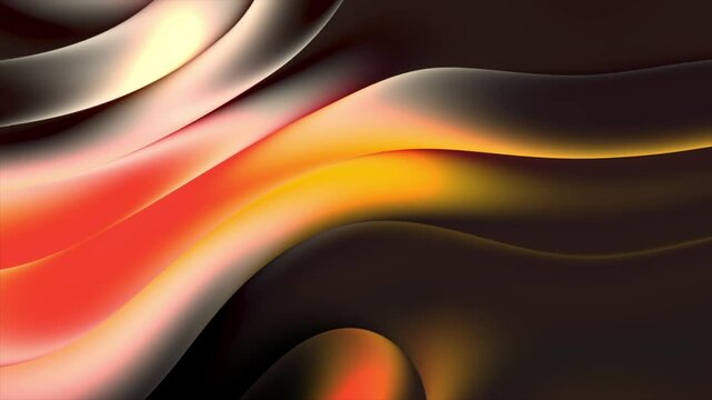 Abstract luxury metallic orange and dark chrome liquid wave background