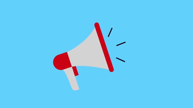 Animated Megaphone Loudspeaker Icon Broadcasting Sound.
