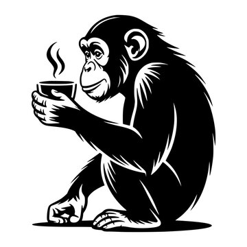 Chimpanzee Drinking Coffee