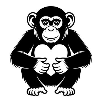 Chimpanzee Holding a Heart