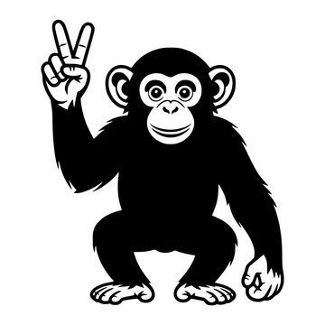 Chimpanzee Making a Peace Sign