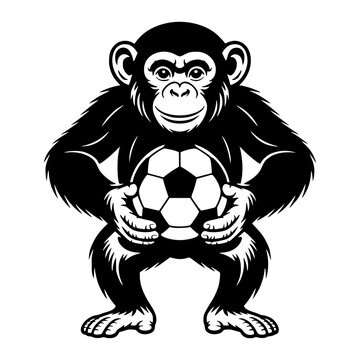 Chimpanzee Holding a Soccer Ball