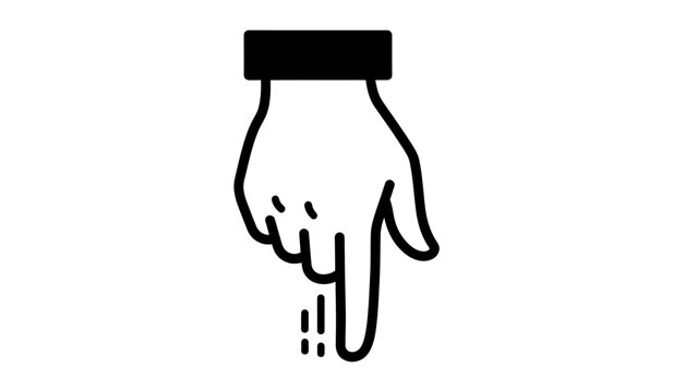 Hand Pointing Down Icon, Finger Gesture, Directional Sign, Minimalist Vector Illustration