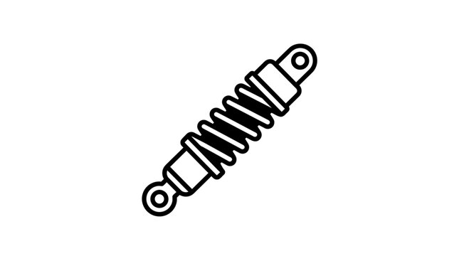 Minimalist line art icon of a vehicle shock absorber suspension part.