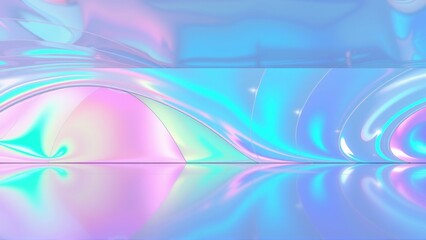 Naklejka premium Abstract fractal art. Swirling colors create luminous reflections, resembling water surface. Soft gradients dominate composition.