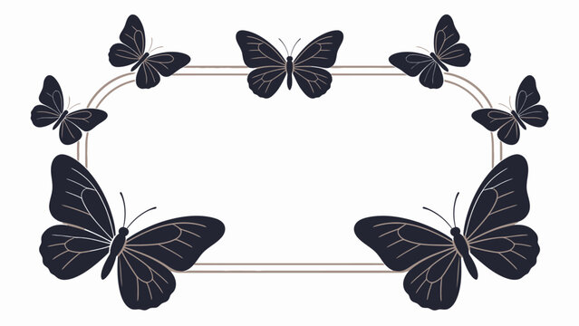 Elegant Butterfly Border Frame with Decorative Corner Design Vector