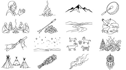 Native American Culture Icons: Storytelling, Nature, and Traditions © Dika