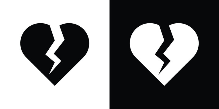 Broken heart icon thin symbol group. EPS10