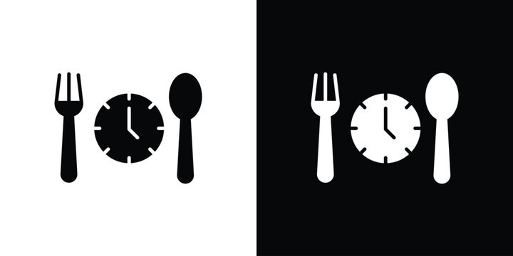 Lunch time icon thin symbol group. EPS10