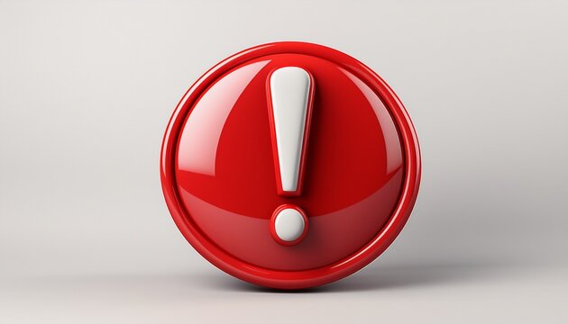 red 3d exclamation mark symbol on a white background suitable for attention grabbing designs and alerts