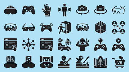 Set of virtual reality and augmented reality icons © Something