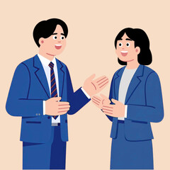Fototapeta premium Business Colleagues Discussing and Collaborating in Office Flat Vector