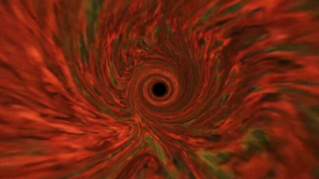 Abstract red and orange color tunnel swirl vortex background motion spiral optical illusion