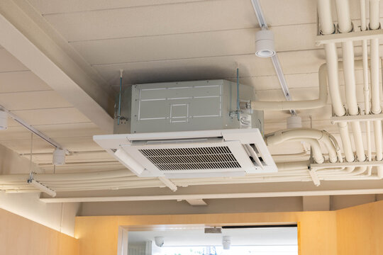 Industrial ventilation system viewed from below