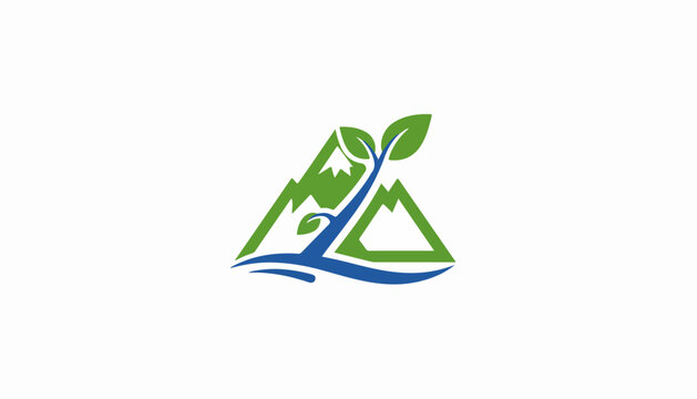 Green recycling symbol with leaf on water wave