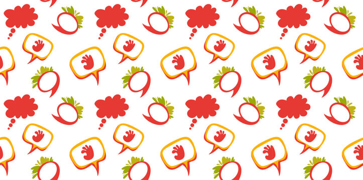 creative red speech bubbles with icons seamless pattern design