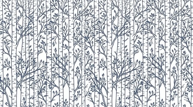 Finland pattern birch tree lines monochrome design with monochrome scandinavian seamless minimalist repeating wallpaper