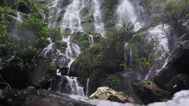 Sairung la-ong dao waterfall is acclaimed as one of the largest and most magnificent waterfalls hidden deep within the forests of the south, located in kapoe district, ranong province, thailand.