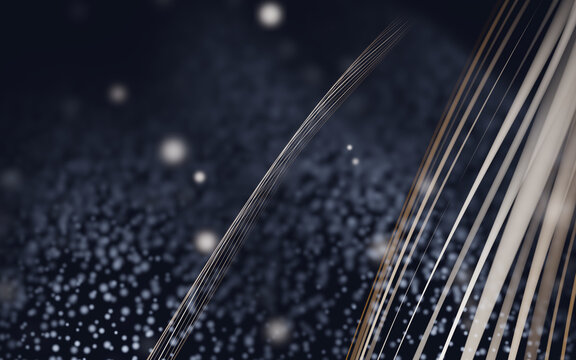 A dynamic digital artwork featuring a striking interplay of light and form against a textured