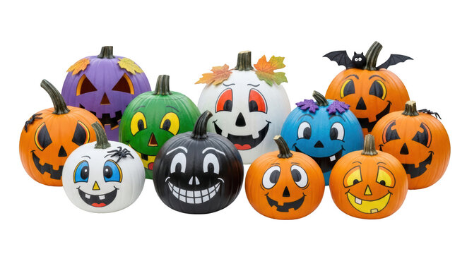 Halloween pumpkins with different faces.