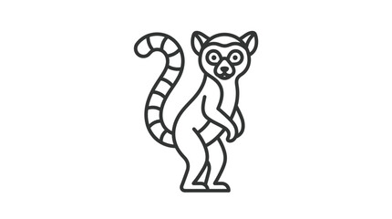 Ring-Tailed Lemur Outline Vector Illustration © Dhiyak
