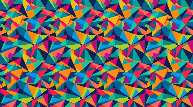 Vibrant geometric pattern with colorful low poly triangles