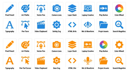 Collection of space and astronomy icons featuring satellite, moon, astronaut, rocket, and telescope. © Rimon
