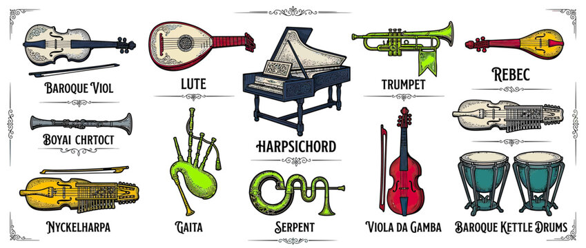 Collection of Vintage Musical Instruments Illustration