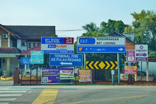 Terengganu, Malaysia, July 09, 2026: Road Signage To Pulau Redang Ferry Terminal