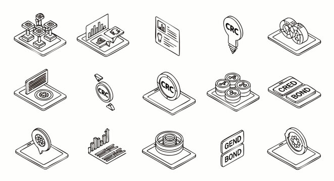 Flat line art minimalist tech icons set on isolated white background, concept for digital interfaces, web design, mobile apps, and user experience development with modern vector illustrations