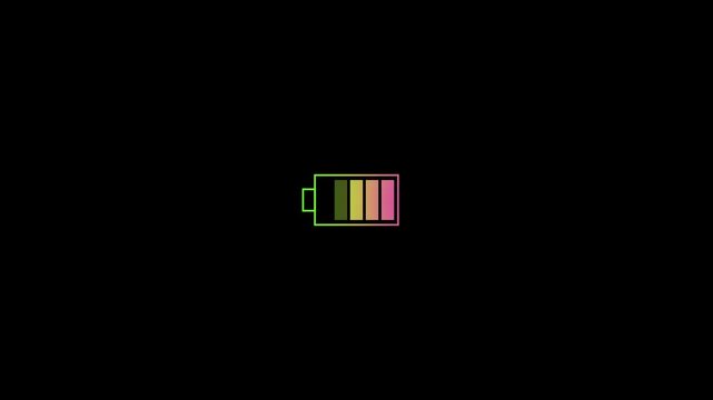 Neon glowing pink pager icon animation in black background